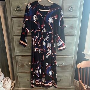 Halogen Floral Long Sleeve Dress - Black and Pink